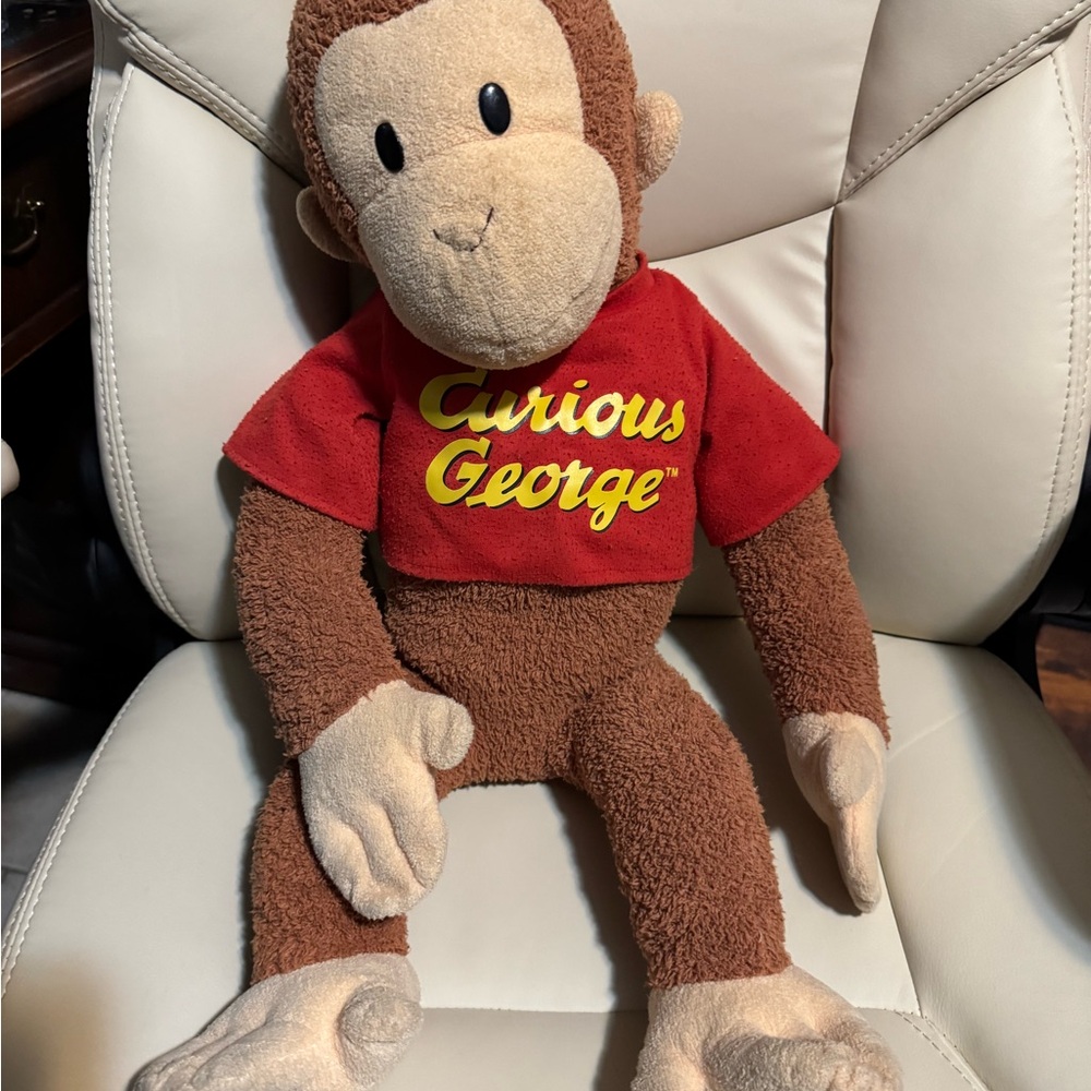 Retro 24 inch Curious George Plush Toy with Red Shirt
